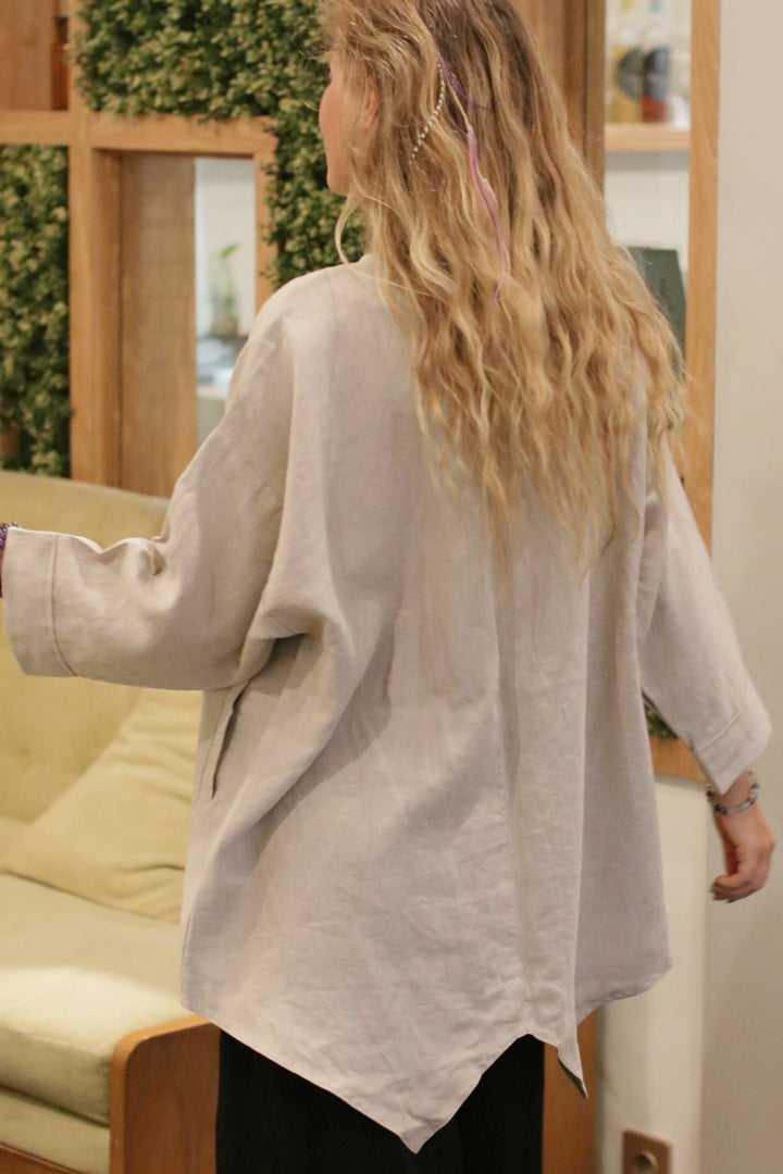 Kim Jacket Coconut Button Natural ( 100% Linen )