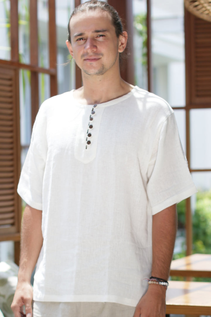 Ger Short Sleeve Off White ( Linen Rayon )